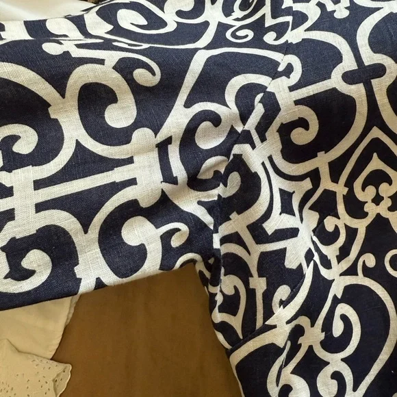 St Tropez West Linen Navy and White Patterned Women's popover top - Picture 10 of 11